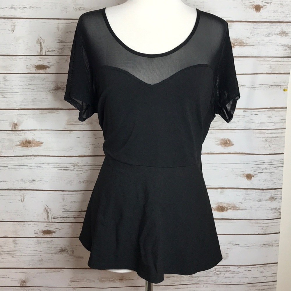 Peplum Mesh Top